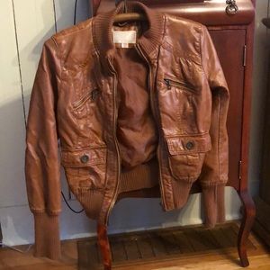 Brown Faux Leather Jacket